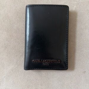 Karl Lagerfeld Black Leather Key & Card Holder